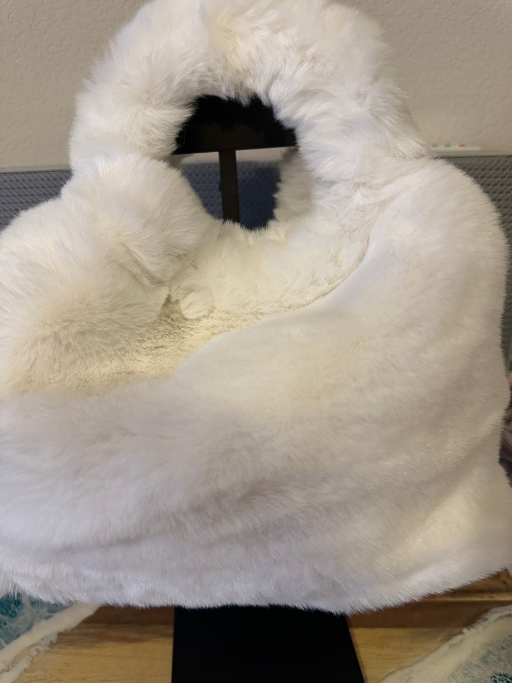 Plush Faux Fur White Crossbody Bag